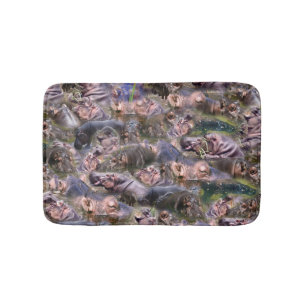 Hippo Pictures Collarge Small Memory Foam Bath Mat