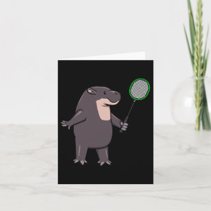 Hippo Playing Badminton Hob  Card