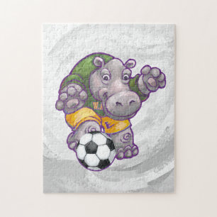 Hippo Playing Soccer Jigsaw Puzzle