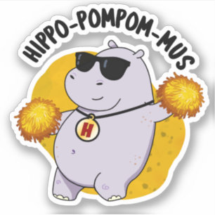 Hippo-pompom-mus Funny Animal Hippo Pun