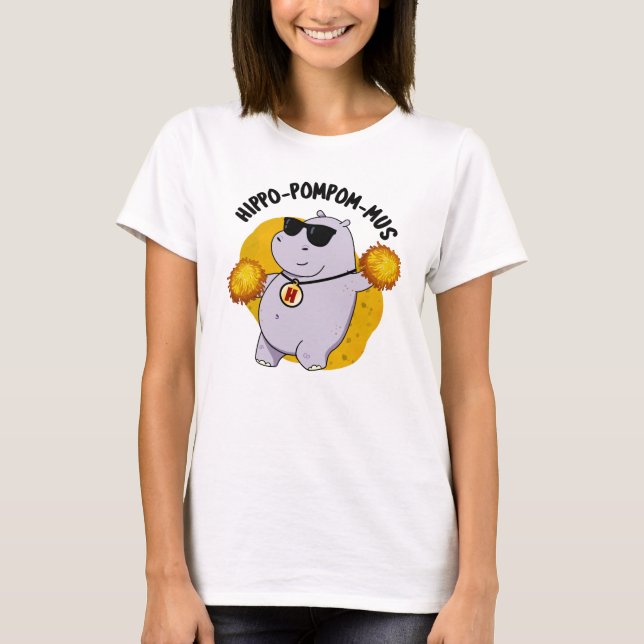 Hippo-pompom-mus Funny Animal Hippo Pun  T-Shirt (Front)