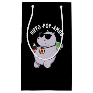 Hippo-pop-amus Funny Hippo Soda Pop Pun Dark BG Small Gift Bag
