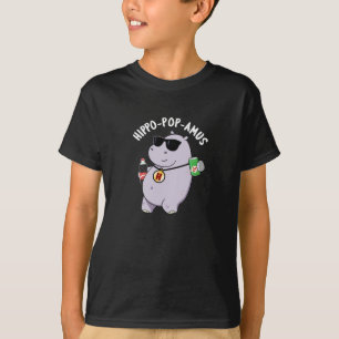 Hippo-pop-amus Funny Hippo Soda Pop Pun Dark BG T-Shirt