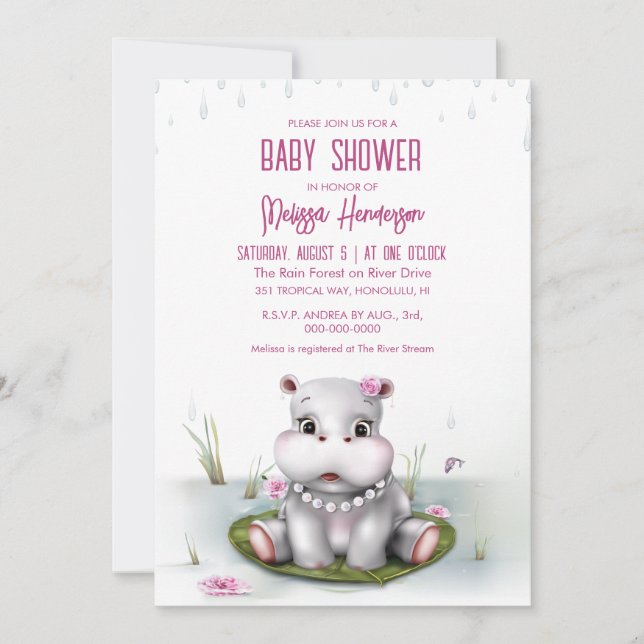 Hippo River Adventure Baby Shower Invitation (Front)