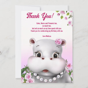 Hippo rose Carte de remerciements floral