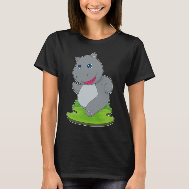 Hippo Runner Running Sports T-Shirt (Front)