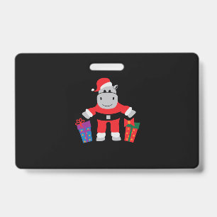 hippo santa badge
