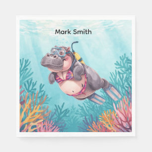 Hippo Scuba diver underwater Napkin