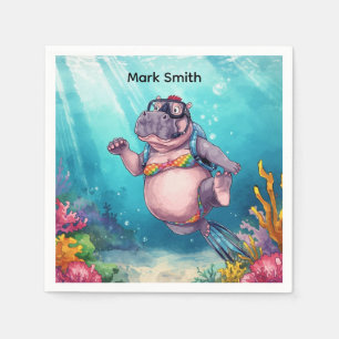 Hippo Scuba diver underwater  Napkin