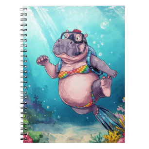 Hippo Scuba diver underwater Notebook