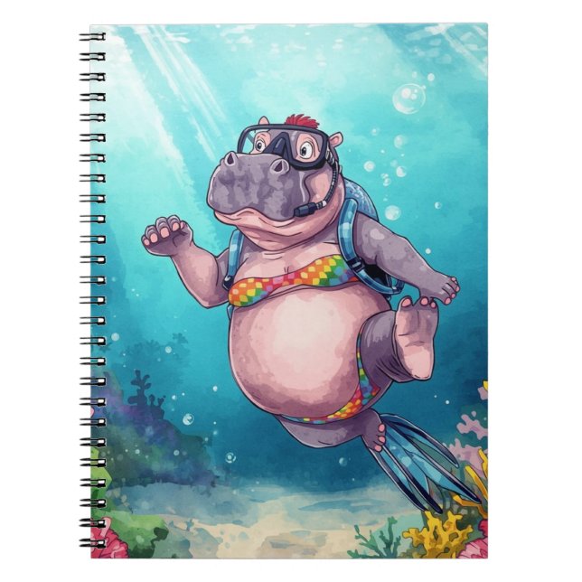 Hippo Scuba diver underwater  Notebook (Front)
