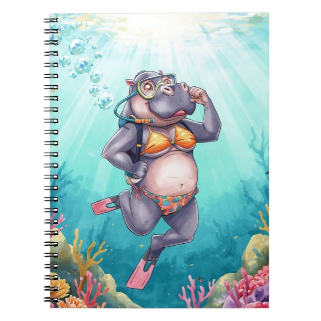 Hippo Scuba diver underwater  Notebook (Front)