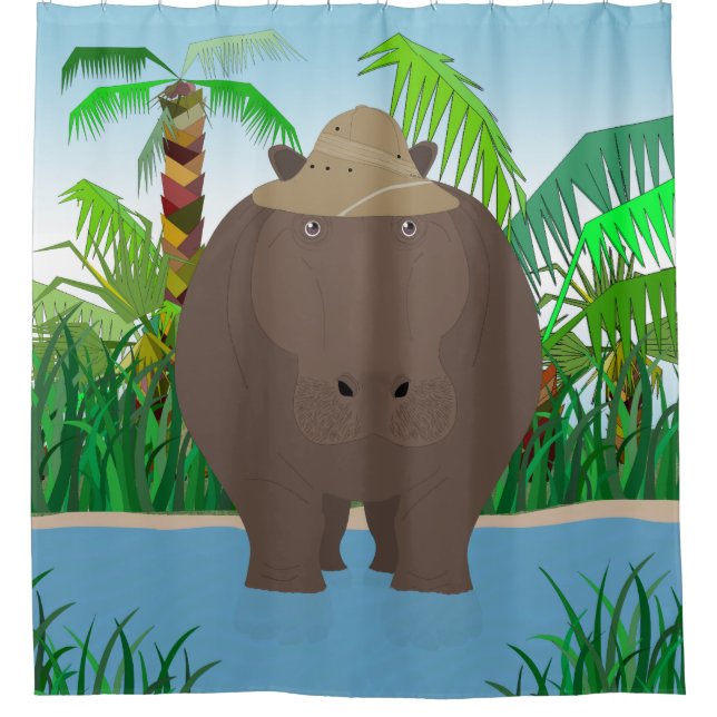 Hippo Shower Curtain (Front)
