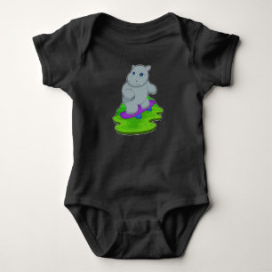 Hippo Skater Skateboard Baby Bodysuit