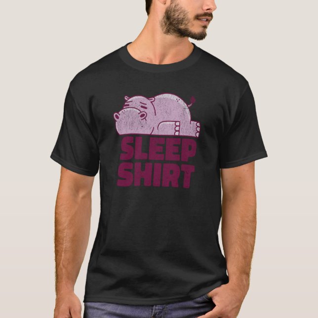 Hippo Sleep Nap Taker Lazy Animal Sarcastic Retro T-Shirt (Front)
