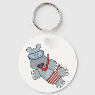 Hippo Snorkeler T-shirts and Gifts Keychain