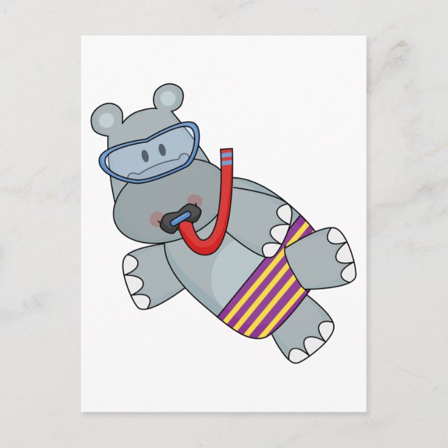 Hippo Snorkeler T-shirts and Gifts Postcard (Front)
