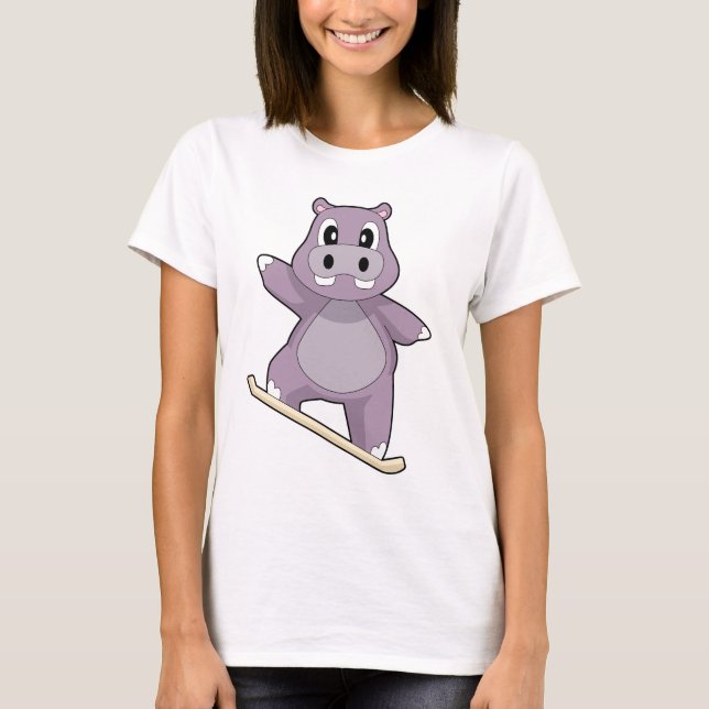 Hippo Snowboarder Snowboard Winter sports T-Shirt (Front)