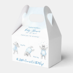 Hippo Somersault Baby Boy Shower Favor Box