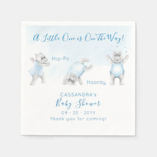 Hippo Somersault Baby Boy Shower Napkin