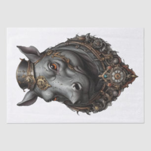 Hippo Steampunk Design, Decoupage Tissue Paper