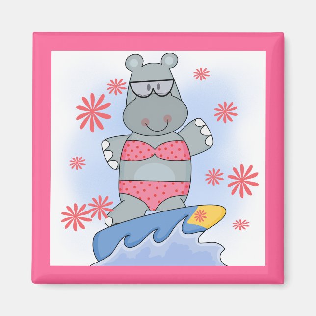 Hippo Surfing Tshirts and Gifts Magnet (Front)