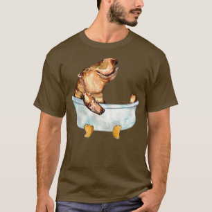 Hippo taking bath watercolor painting print art ba T-Shirt