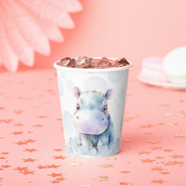 Hippo Themed Baby Shower  Paper Cups (Insitu)