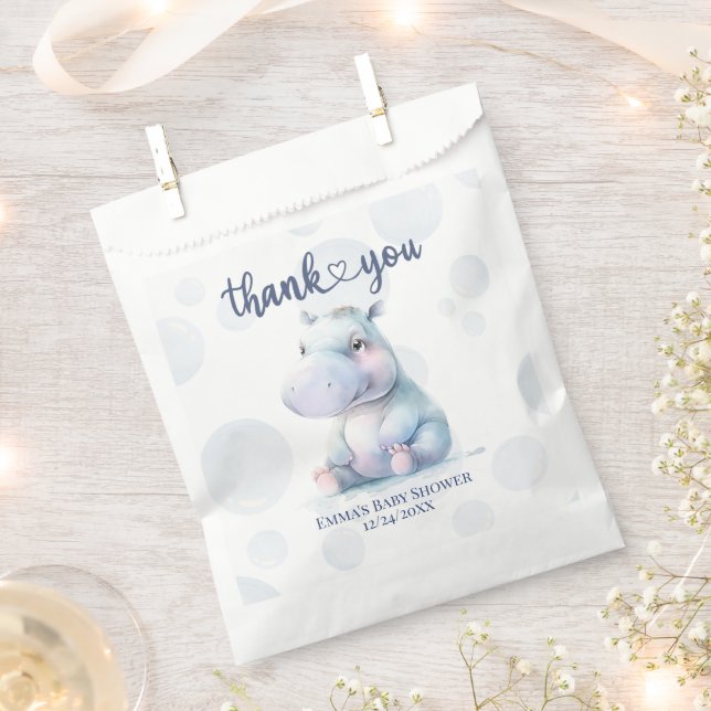 Hippo Themed Baby Shower Thankyou  Favour Bag (Clipped)
