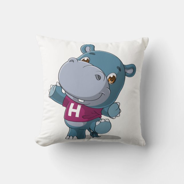 Hippo Throw Pillow (Front)