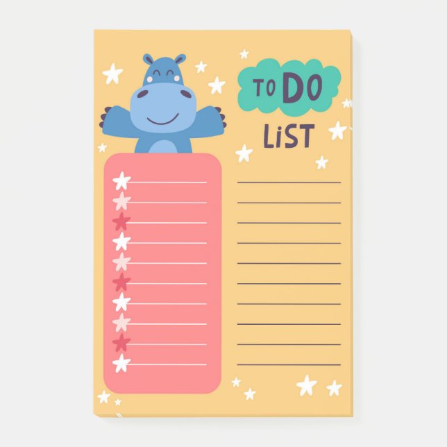 Hippo To Do List Post-It Notes (Front)
