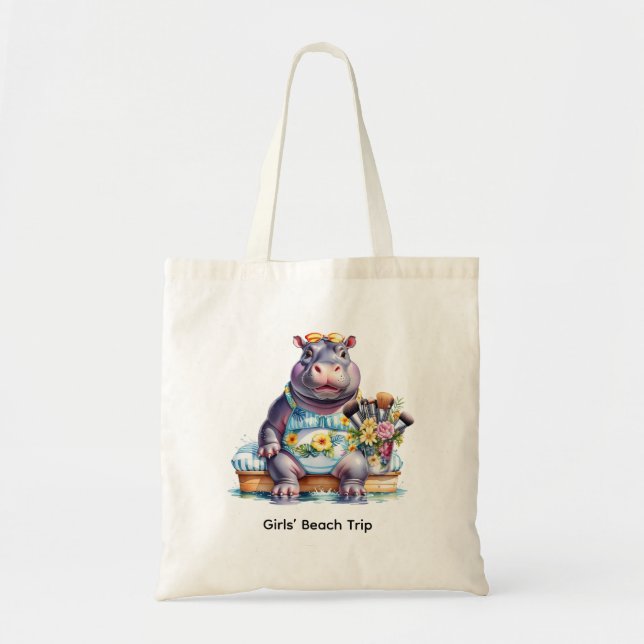 Hippo trip  at the beach  tote bag (Front)