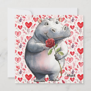 Hippo Valentine's Day with lots of hearts Holiday Card