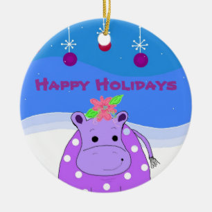 Hippo violet et ornements de Noël