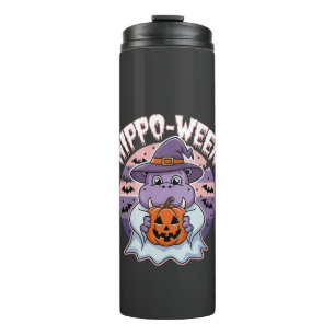 Hippo-ween Spooky Halloween Moo Deng Hippo Ghost Thermal Tumbler
