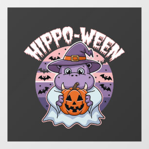 Hippo-ween Spooky Halloween Moo Deng Hippo Ghost Window Cling
