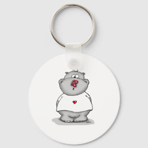 Hippo with Butterfly on his Nose Keychain