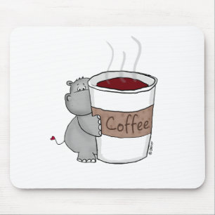 Hippo with Coffee Mouse Pad