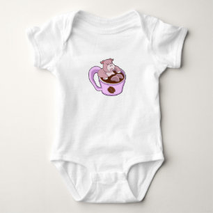 Hippo with Cup of Coffee Baby Bodysuit