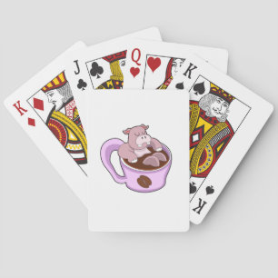 Hippo with Cup of Coffee Playing Cards
