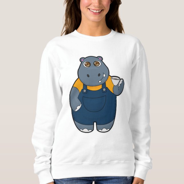 Hippo with Cup of Coffee Sweatshirt (Front)