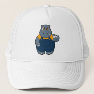 Hippo with Cup of Coffee Trucker Hat