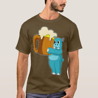 Hippo with Mug of Beer T-Shirt