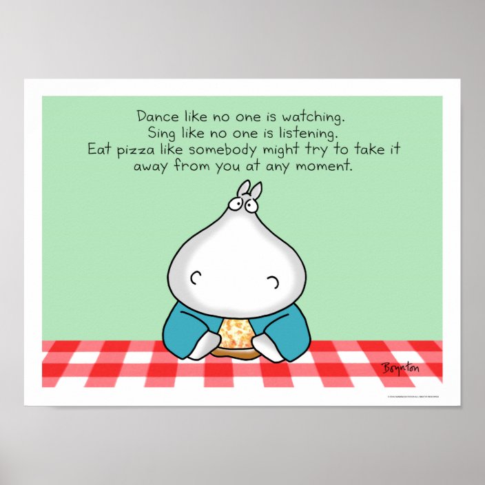 HIPPO WITH PIZZA by Sandra Boynton Poster Zazzle.ca