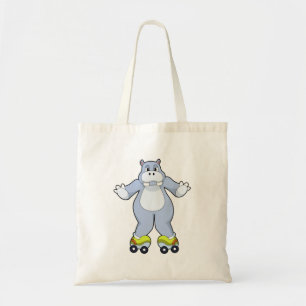 Hippo with Roller skates Tote Bag