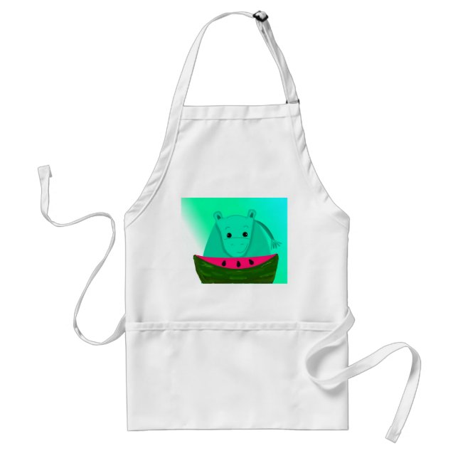 Hippo with Watermelon Slice Standard Apron (Front)
