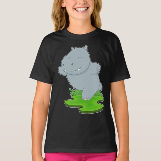 Hippo Yoga Fitness Gymnastics T-Shirt (Front)