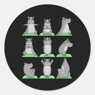 Hippo Yoga Pose Zen Cute Workout Exercise Yogi Hip Classic Round Sticker