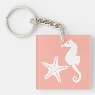 Hippocampe et étoiles de mer - Corail clair rose