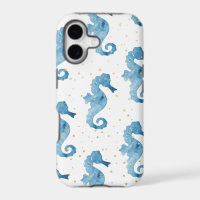 Hippocampes à motif de peinture à l'eau bleue avec